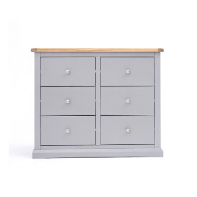 Cabinet Bits Rocca 6 Drawer Chest Of Drawers Chrome Knob Grey