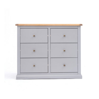 Cabinet Bits Rocca 6 Drawer Chest Of Drawers Brass Knob Grey