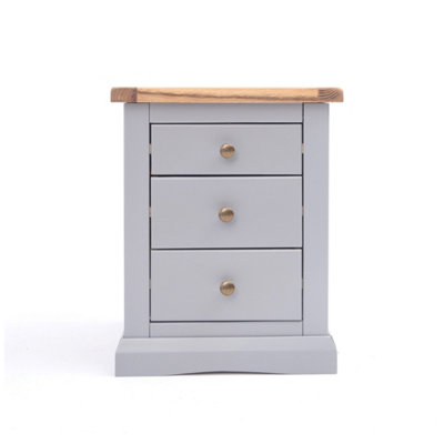 Cabinet Bits Rocca 3 Drawer Bedside Cabinet - Grey / Brass Knob - Image 5