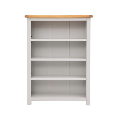 Argenta 4 Shelf Wide Bookcase Light Grey Pine Wood - Image 4