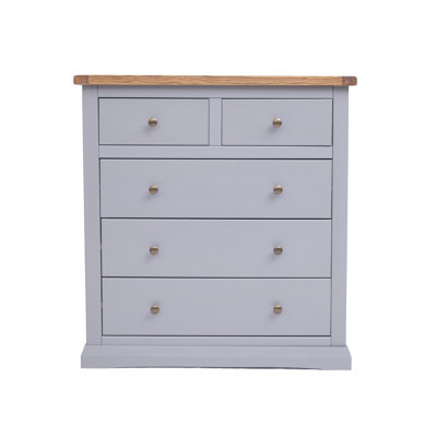 Cabinet Bits Rocca 5 Drawer Chest Of Drawers Brass Knob Grey