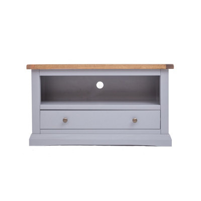 B&Q -  Rocca Grey 1 Drawer Tv Cabinet Brass Knob