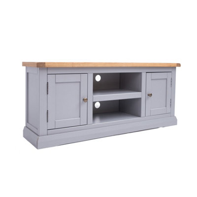 B&Q -  Rocca Grey 2 Door Tv Cabinet Brass Knob