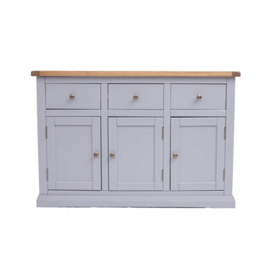 Cabinet Bits Rocca 3 Drawer 3 Door Sideboard Brass Knob Grey