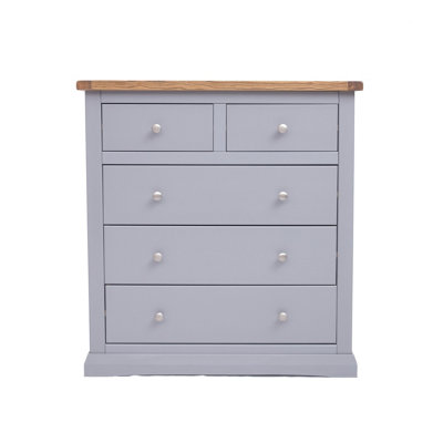 Cabinet Bits Rocca 5 Drawer Chest Of Drawers Chrome Knob Grey