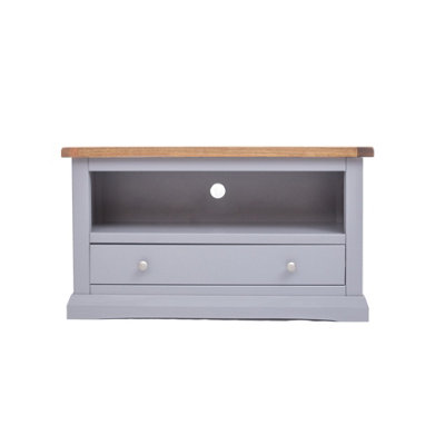 B&Q -  Rocca Grey 1 Drawer Tv Cabinet Chrome Knob