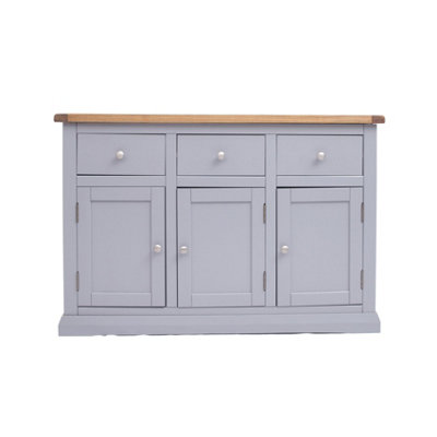 Cabinet Bits Rocca 3 Drawer 3 Door Sideboard Chrome Knob Grey