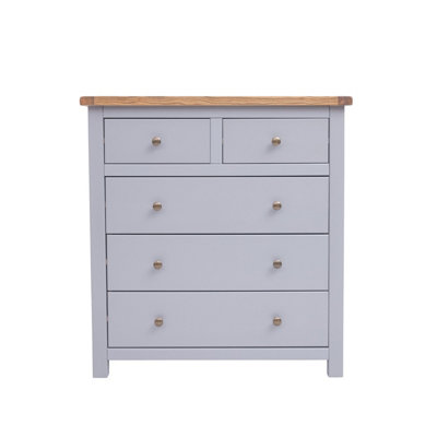 Cabinet Bits Mirano 5 Drawer Chest Of Drawers Brass Knob Grey