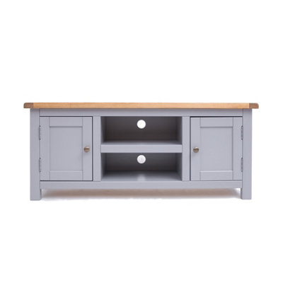 B&Q -  Mirano Grey 2 Door Tv Cabinet Brass Knob