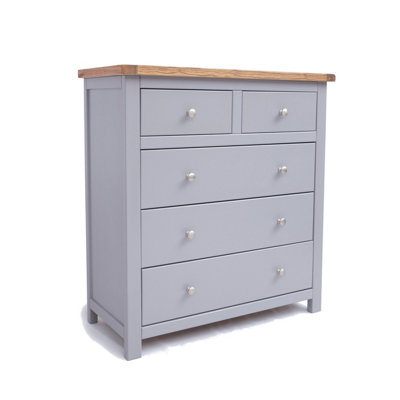 Cabinet Bits Mirano 5 Drawer Chest Of Drawers Chrome Knob Grey