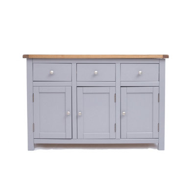 B&Q -  Mirano Grey 3 Drawer 3 Door Sideboard Chrome Knob