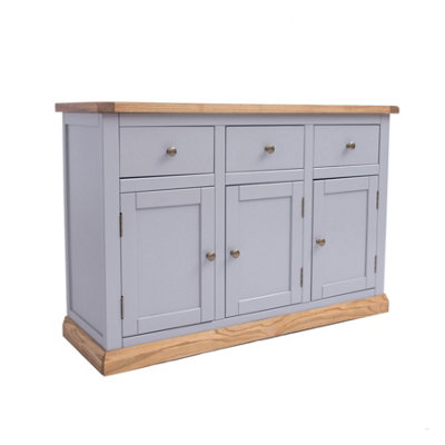 Cabinet Bits Biccari 3 Drawer 3 Door Sideboard Brass Knob Grey