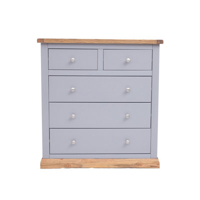 Cabinet Bits Biccari 5 Drawer Chest Of Drawers Chrome Knob Grey