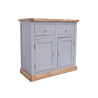 B&Q -  Biccari Grey 2 Drawer 2 Door Sideboard Chrome Knob