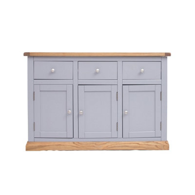 Cabinet Bits Biccari 3 Drawer 3 Door Sideboard Chrome Knob Grey