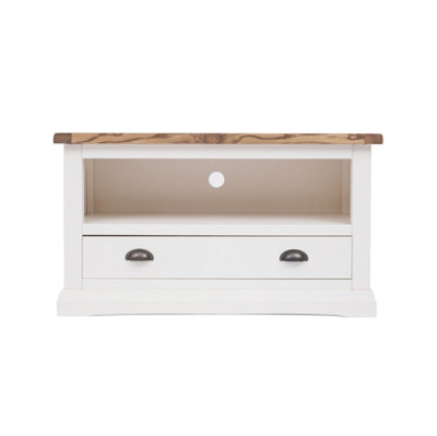 B&Q -  Cosenza Off White 1 Drawer Tv Cabinet Brass Cup Handle
