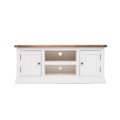 B&Q -  Cosenza Off White 2 Door Tv Cabinet Brass Knob