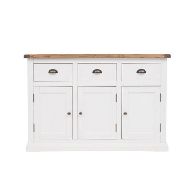 B&Q -  Cosenza Off White 3 Drawer 3 Door Sideboard Brass Cup Handle