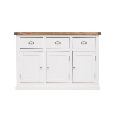 B&Q -  Cosenza Off White 3 Drawer 3 Door Sideboard Chrome Cup Handle