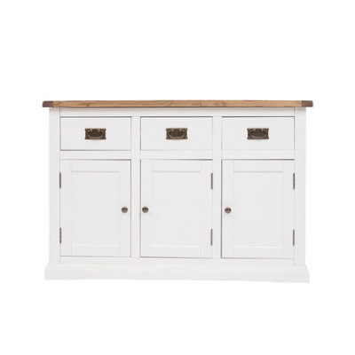 B&Q -  Cosenza Off White 3 Drawer 3 Door Sideboard Brass Drop Handle