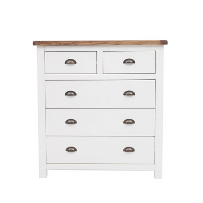 Cabinet Bits Lovere 5 Drawer Chest Of Drawers Brass Cup Handle White