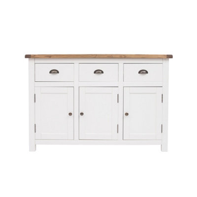 B&Q -  Lovere Off White 3 Drawer 3 Door Sideboard Brass Cup Handle