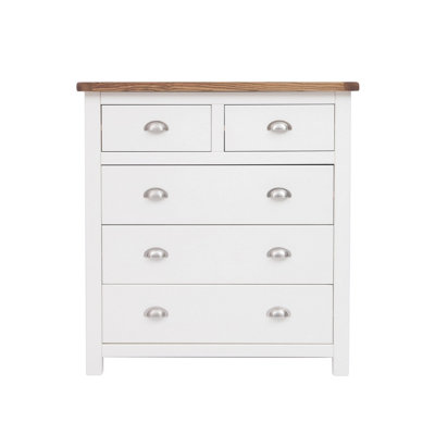 Cabinet Bits Lovere 5 Drawer Chest Of Drawers Chrome Cup Handle White