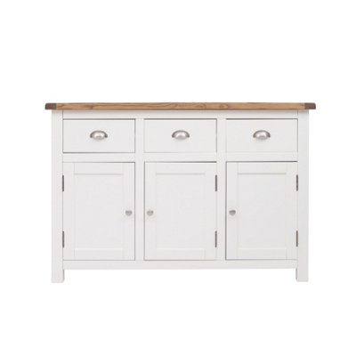 B&Q -  Lovere Off White 3 Drawer 3 Door Sideboard Chrome Cup Handle