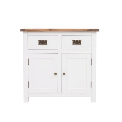 Cabinet Bits Lovere Off 2 Drawer 2 Door Sideboard Brass Drop Handle White