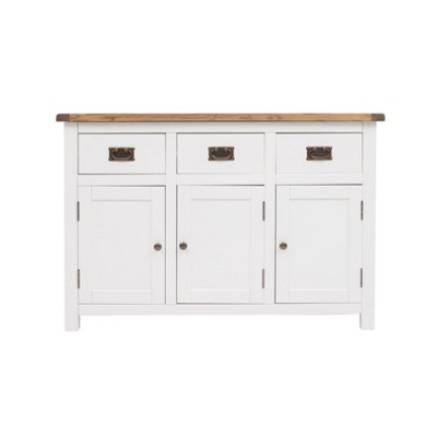 Cabinet Bits Lovere Off 3 Drawer 3 Door Sideboard Brass Drop Handle White