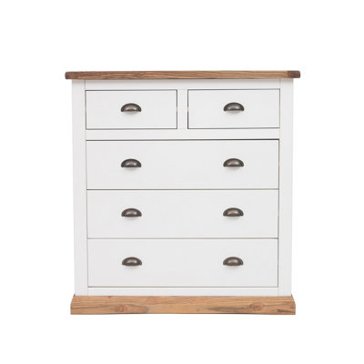 Cabinet Bits Tropea 5 Drawer Chest Of Drawers Brass Cup Handle White
