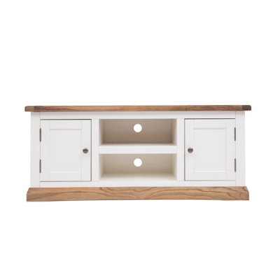 B&Q -  Tropea Off White 2 Door Tv Cabinet Brass Knob