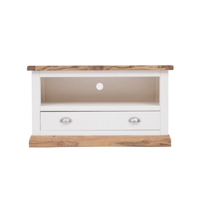 B&Q -  Tropea Off White 1 Drawer Tv Cabinet Chrome Cup Handle