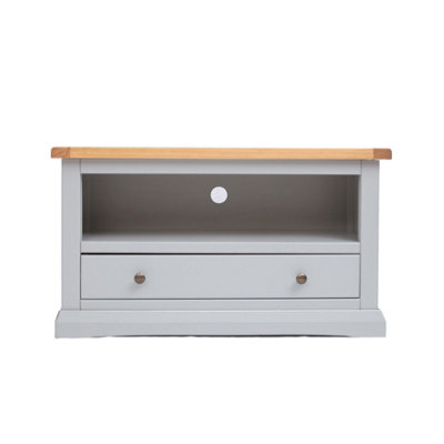 B&Q -  Loreo Light Grey 1 Drawer Tv Cabinet Brass Knob
