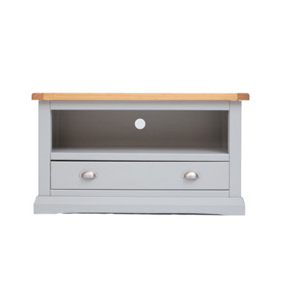 B&Q -  Loreo Light Grey 1 Drawer Tv Cabinet Chrome Cup Handle
