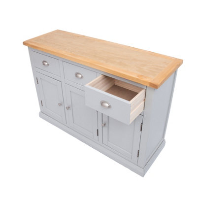 B&Q -  Loreo Light Grey 3 Drawer 3 Door Sideboard Chrome Cup Handle