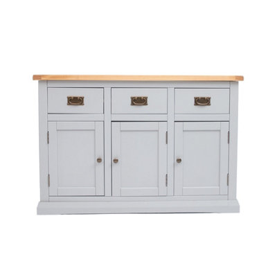 Cabinet Bits Loreo 3 Drawer 3 Door Sideboard Brass Drop Handle Light/Grey