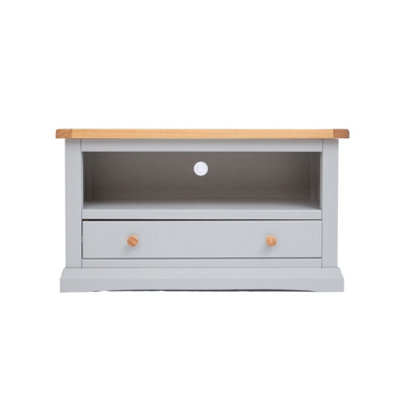 B&Q -  Loreo Light Grey 1 Drawer Tv Cabinet Wood Knob