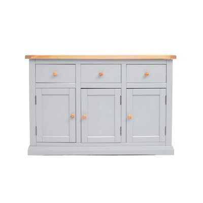 B&Q -  Loreo Light Grey 3 Drawer 3 Door Sideboard Wood Knob