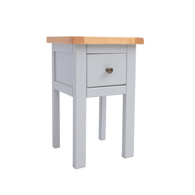 Cabinet Bits Argenta 1 Drawer Petite Bedside Table Brass Knob Light/Grey