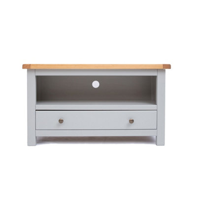 B&Q -  Argenta Light Grey 1 Drawer Tv Cabinet Brass Knob