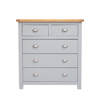 Cabinet Bits Argenta 5 Drawer Chest Of Drawers Chrome Cup Handle Grey