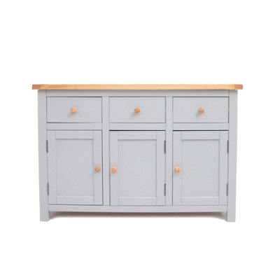 B&Q -  Argenta Light Grey 3 Drawer 3 Door Sideboard Wood Knob