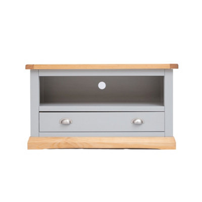 B&Q -  Bomporto Light Grey 1 Drawer Tv Cabinet Chrome Cup Handle