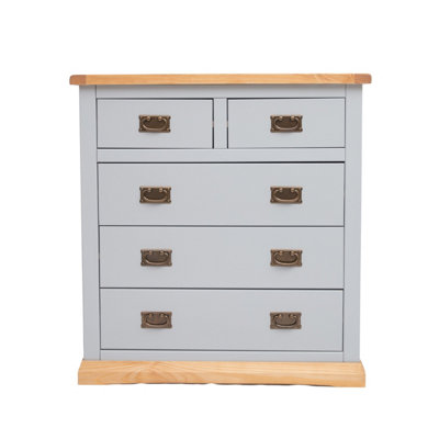 Rackhams Light/Grey Bomporto 5 Drawer Chest Of Drawers Bras Drop Handle - Image 4