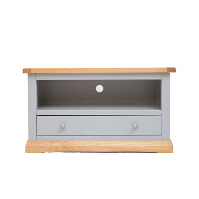 B&Q -  Bomporto Light Grey 1 Drawer Tv Cabinet Chrome Knob