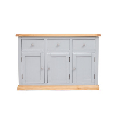 B&Q -  Bomporto Light Grey 3 Drawer 3 Door Sideboard Chrome Knob
