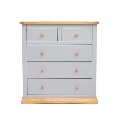 Cabinet Bits Bomporto 5 Drawer Chest Of Drawers Wood Knob Grey