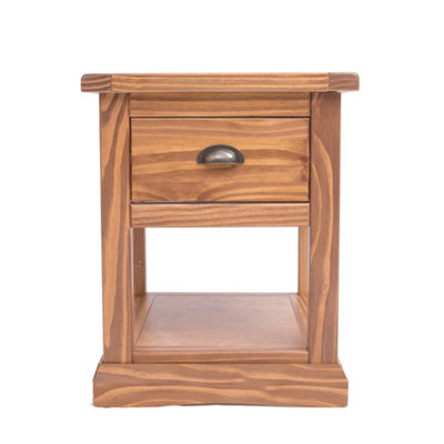 Cabinet Bits Tirolo 1 Drawer Bedside Table Brass Cup Handle Light/Brown