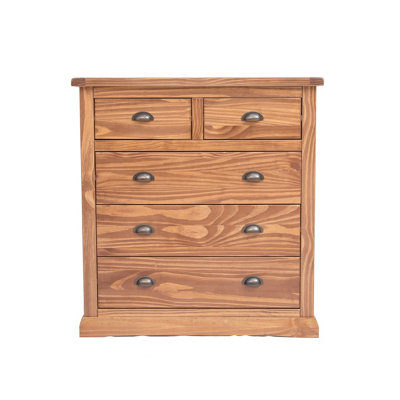 Cabinet Bits Tirolo 5 Drawer Chest Of Drawers Brass Cup Handle Light/Brown